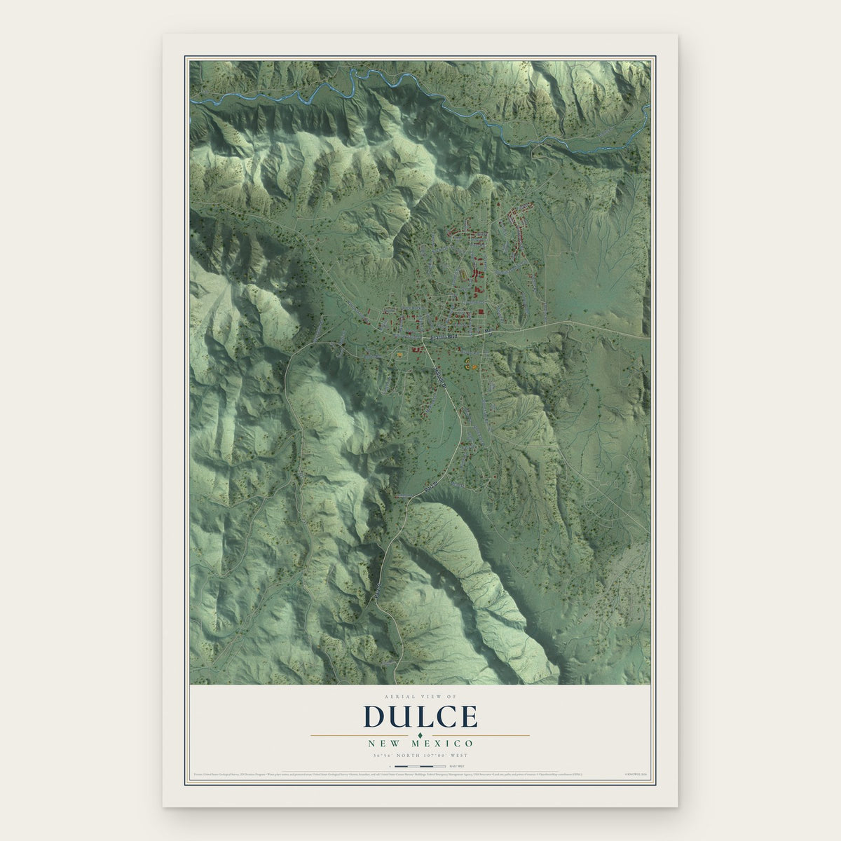 Dulce, New Mexico map print, the full design