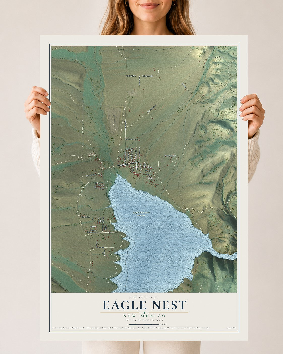 Map of Eagle Nest, New Mexico, 24 x 36 inch unframed archival matte print
