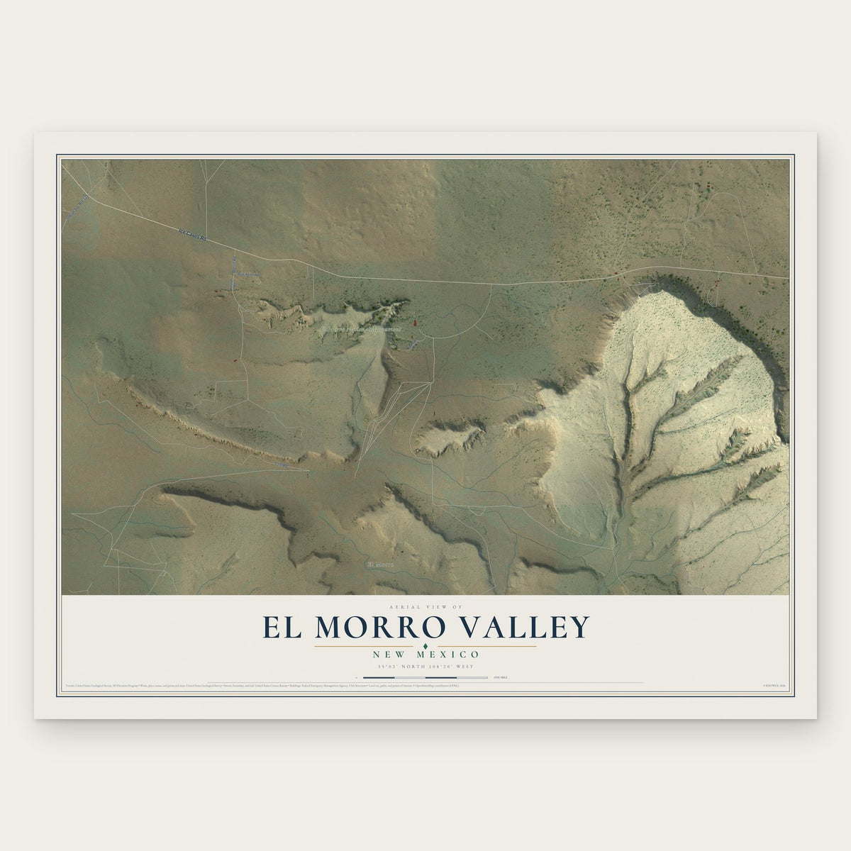 El Morro Valley, New Mexico map print, the full design