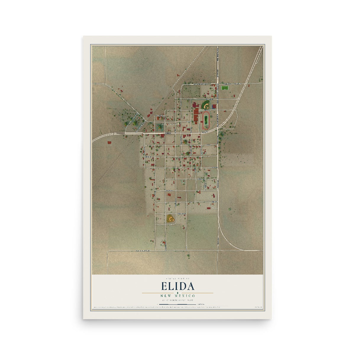 Map of Elida, New Mexico, 12 x 18 inch unframed archival matte print