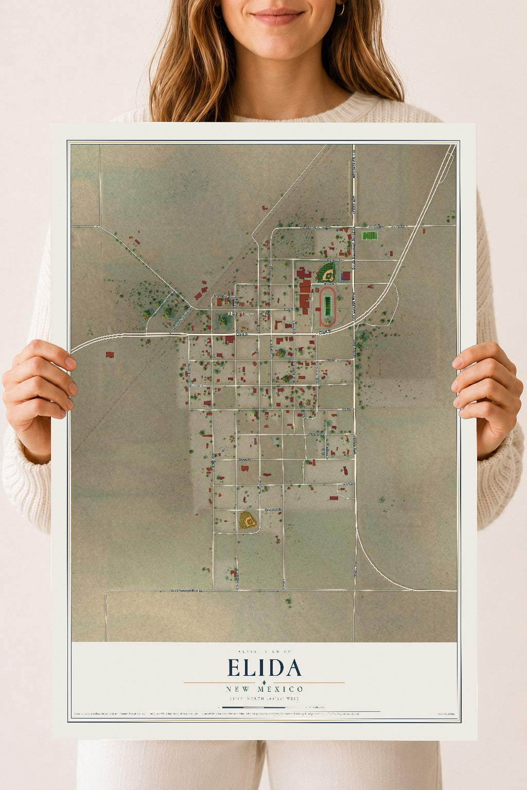 Map of Elida, New Mexico, 18 x 24 inch unframed archival matte print