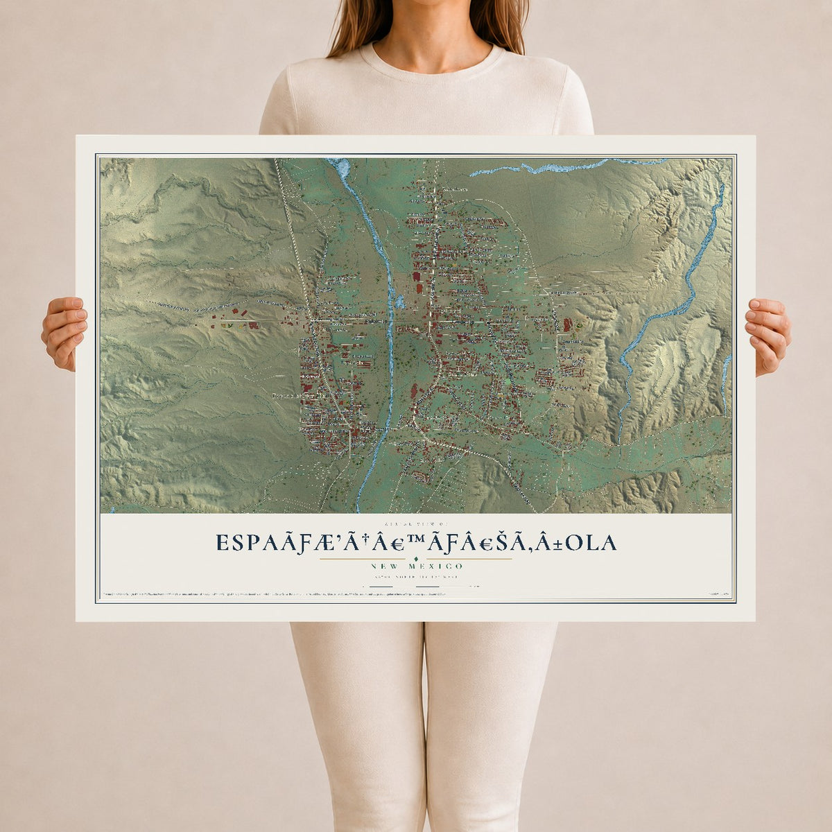 Map of Española, New Mexico, 24 x 36 inch unframed archival matte print