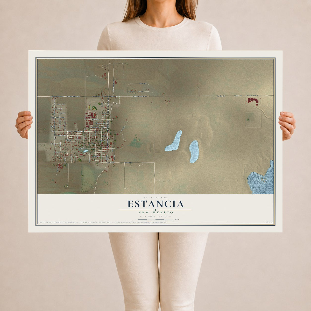 Map of Estancia, New Mexico, 24 x 36 inch unframed archival matte print