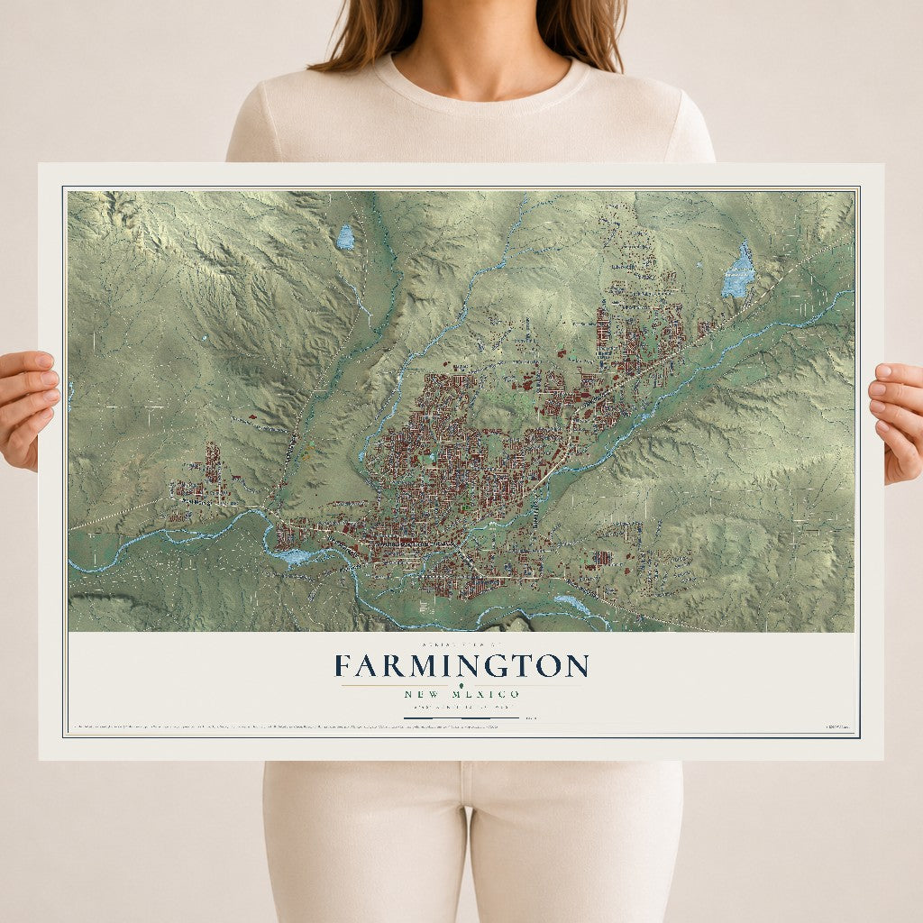 Map of Farmington, New Mexico, 18 x 24 inch unframed archival matte print