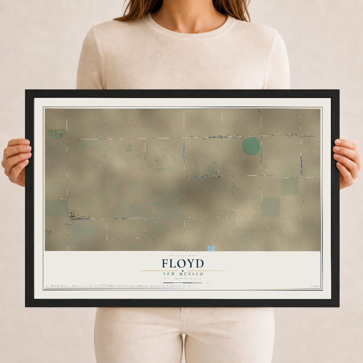 Map of Floyd, New Mexico, 12 x 18 inch print in a black wood frame