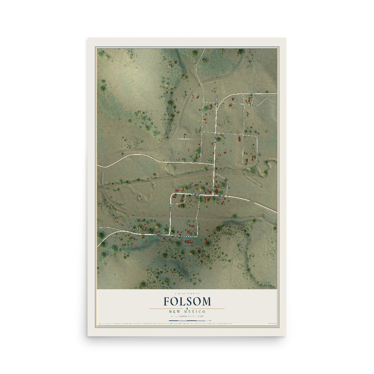Map of Folsom, New Mexico, 12 x 18 inch unframed archival matte print