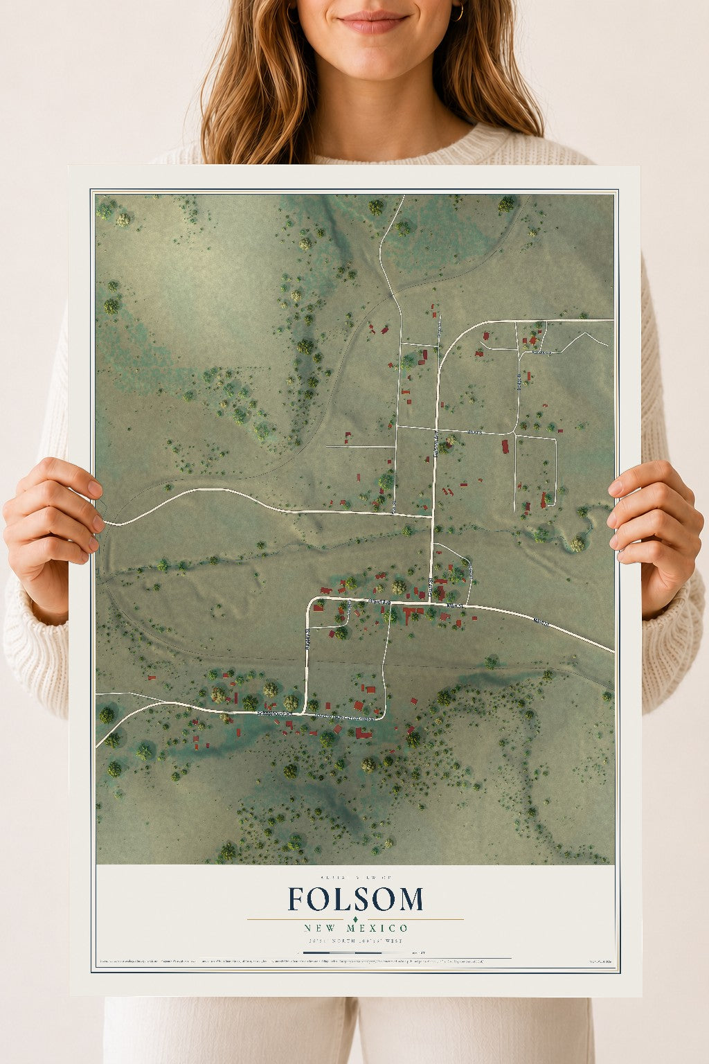 Map of Folsom, New Mexico, 18 x 24 inch unframed archival matte print