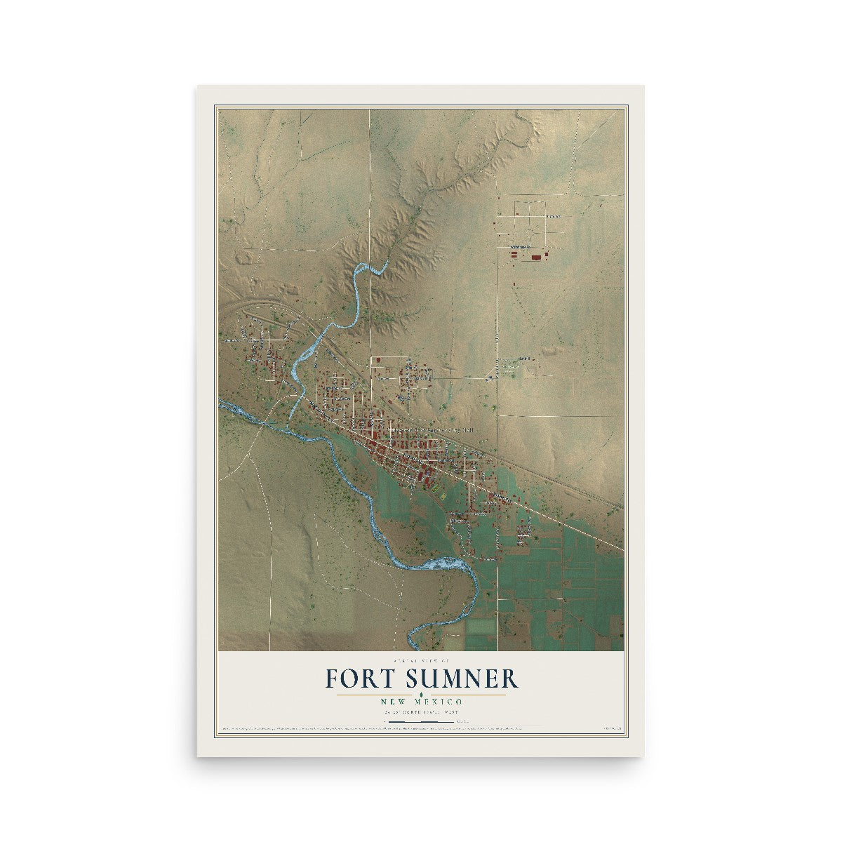 Map of Fort Sumner, New Mexico, 12 x 18 inch unframed archival matte print