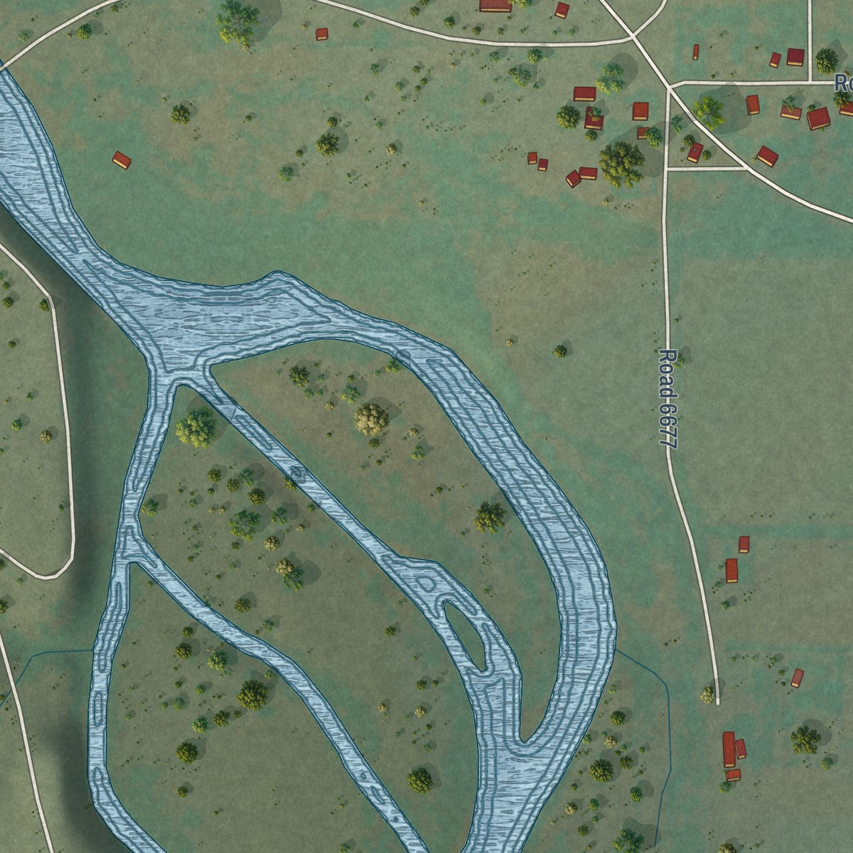 Close-up of the map of Fruitland, New Mexico print showing street and building detail