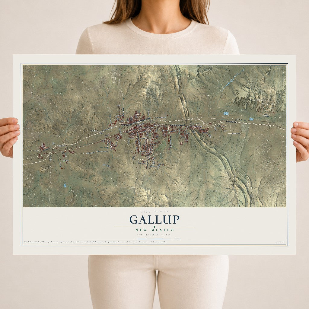 Map of Gallup, New Mexico, 18 x 24 inch unframed archival matte print