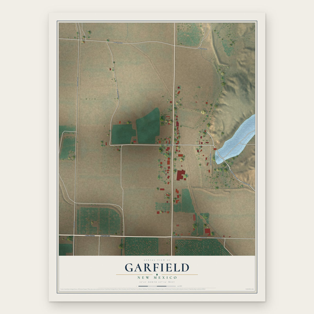 Garfield, New Mexico map print, the full design