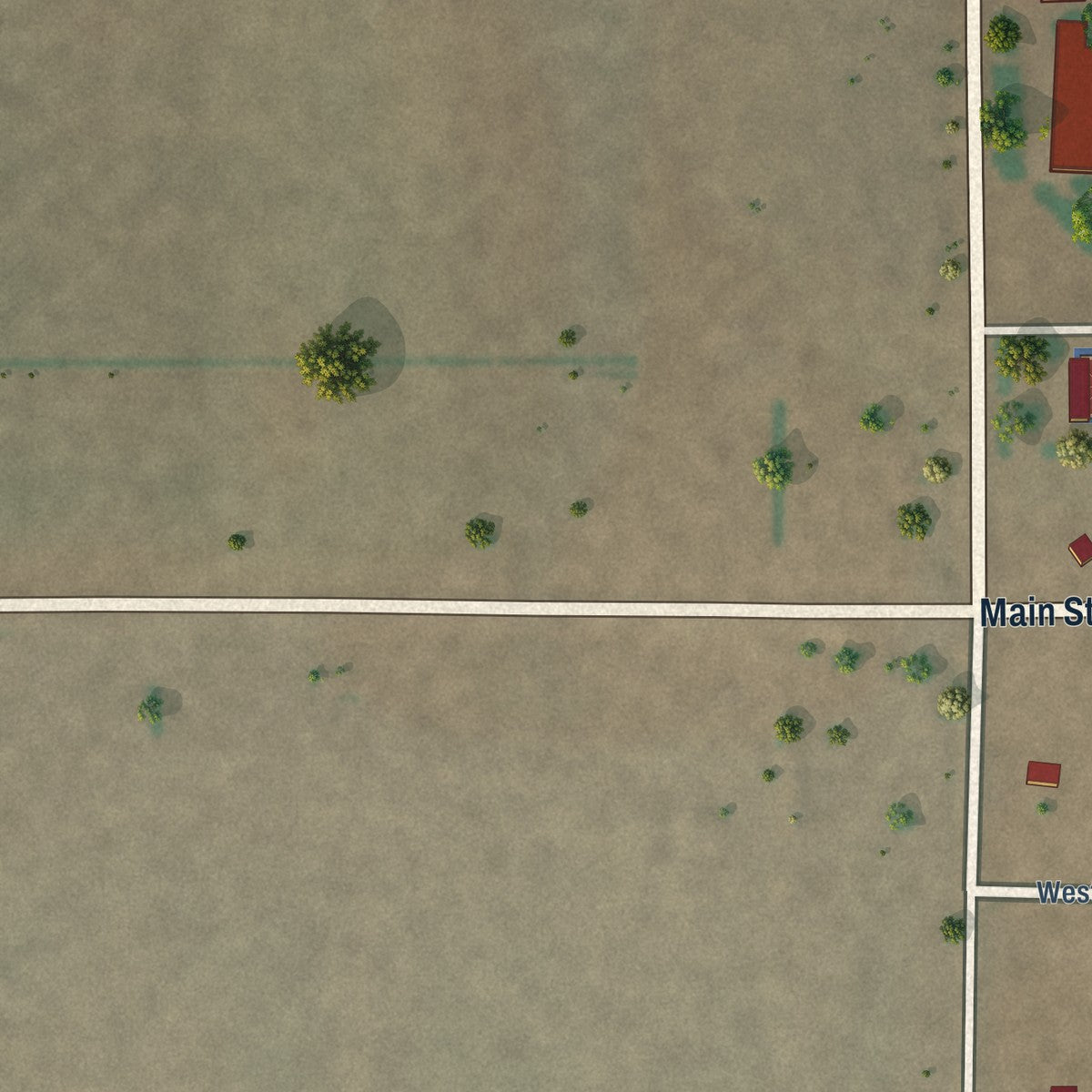 Second close-up of the map of Grady, New Mexico print showing more streets and buildings