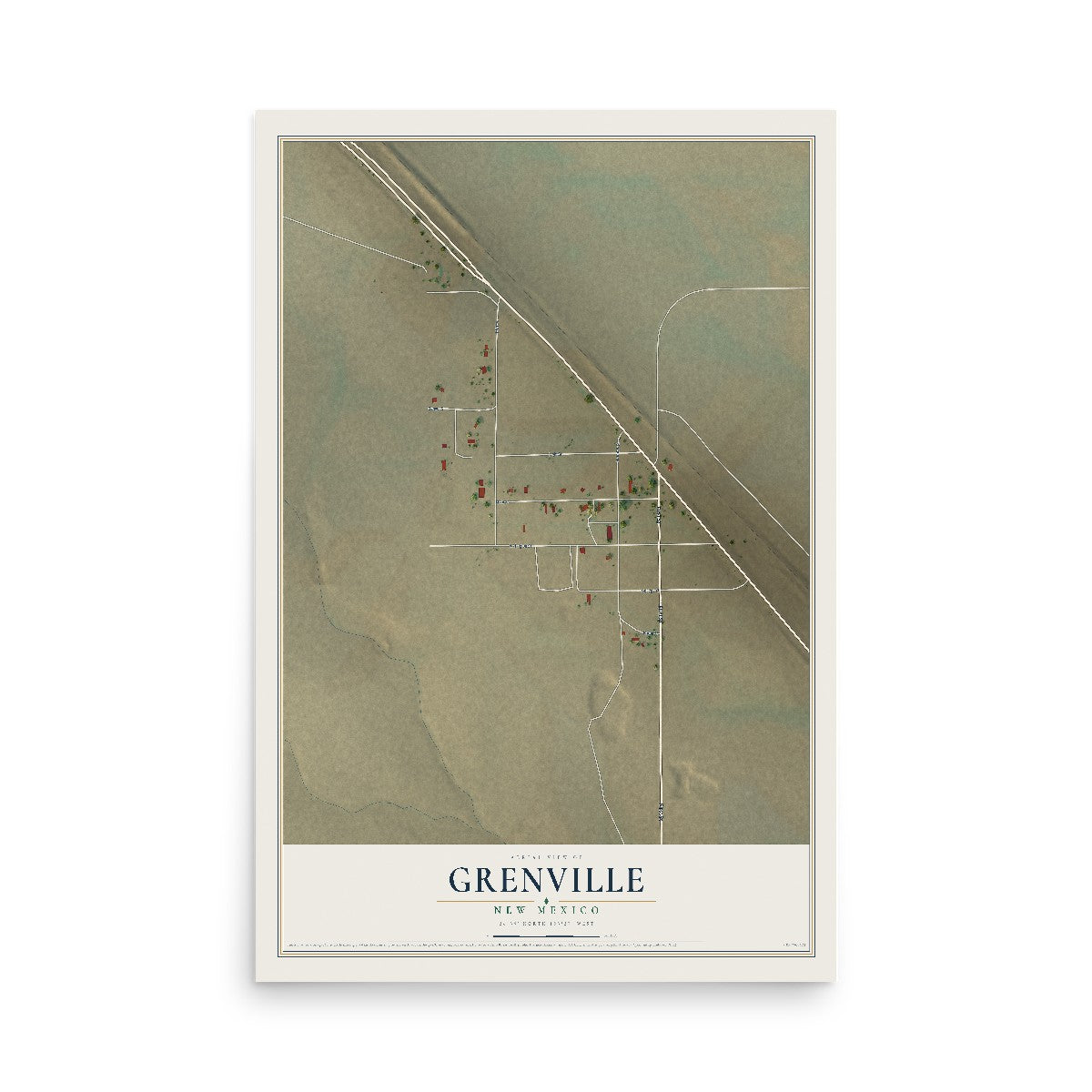 Map of Grenville, New Mexico, 12 x 18 inch unframed archival matte print