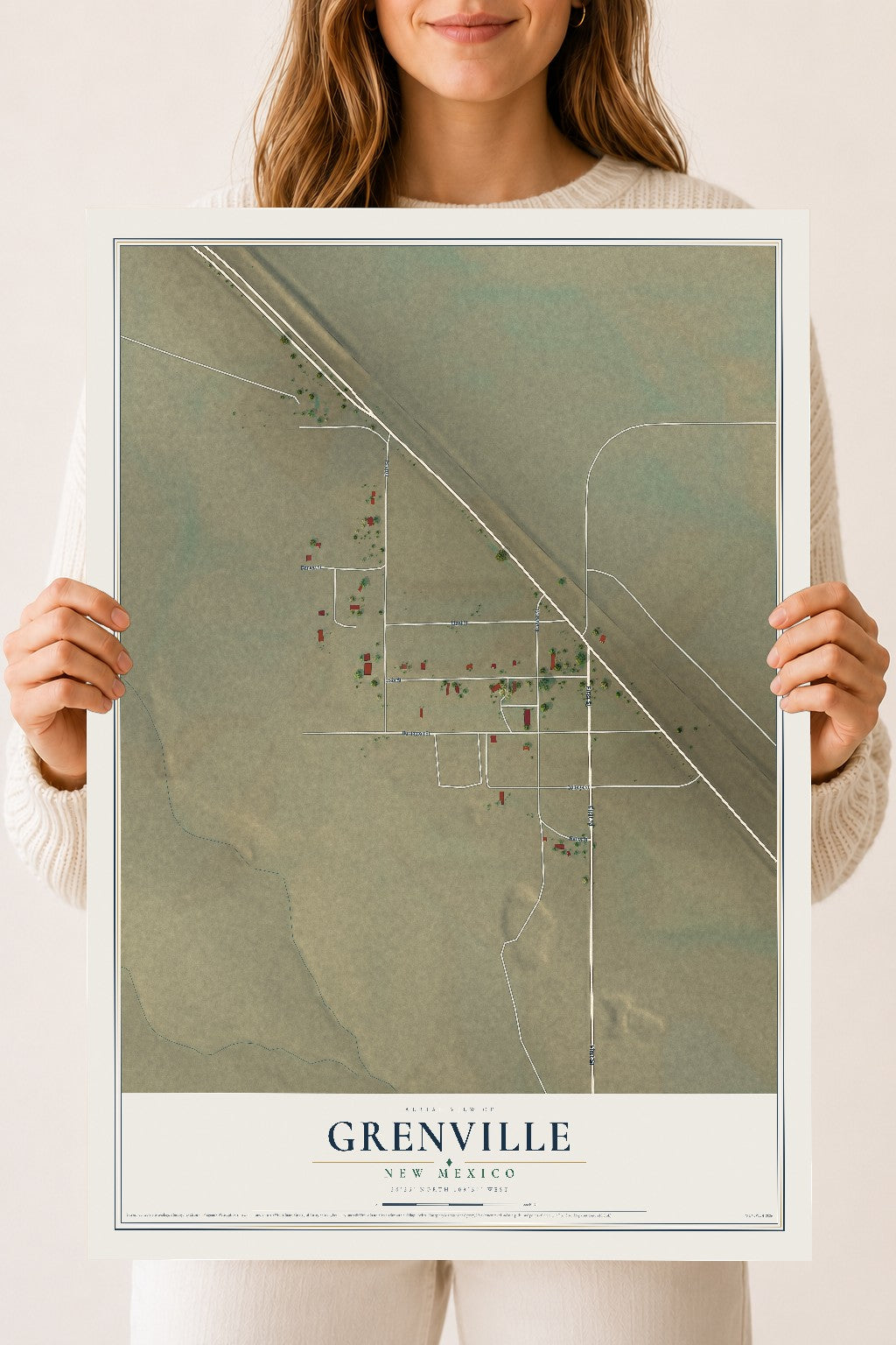 Map of Grenville, New Mexico, 18 x 24 inch unframed archival matte print