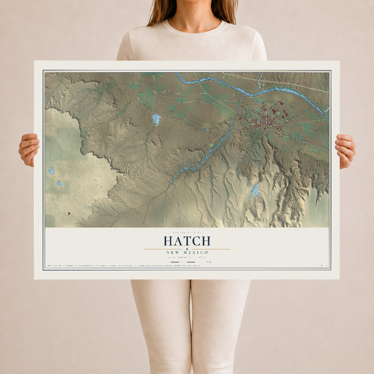 Map of Hatch, New Mexico, 24 x 36 inch unframed archival matte print