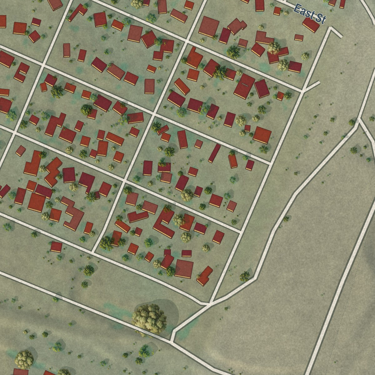 Second close-up of the map of Hurley, New Mexico print showing more streets and buildings