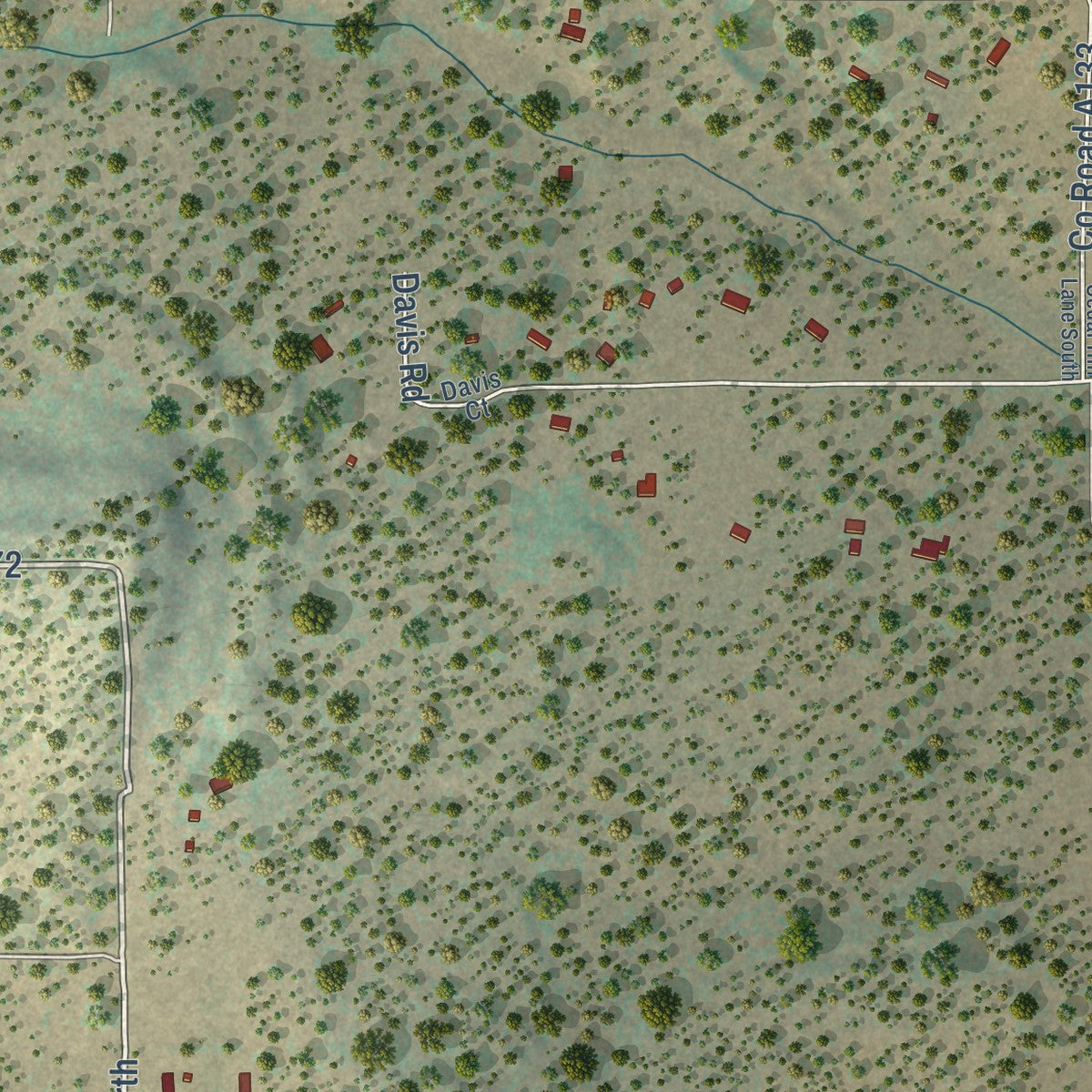 Close-up of the map of Indian Hills, New Mexico print showing street and building detail