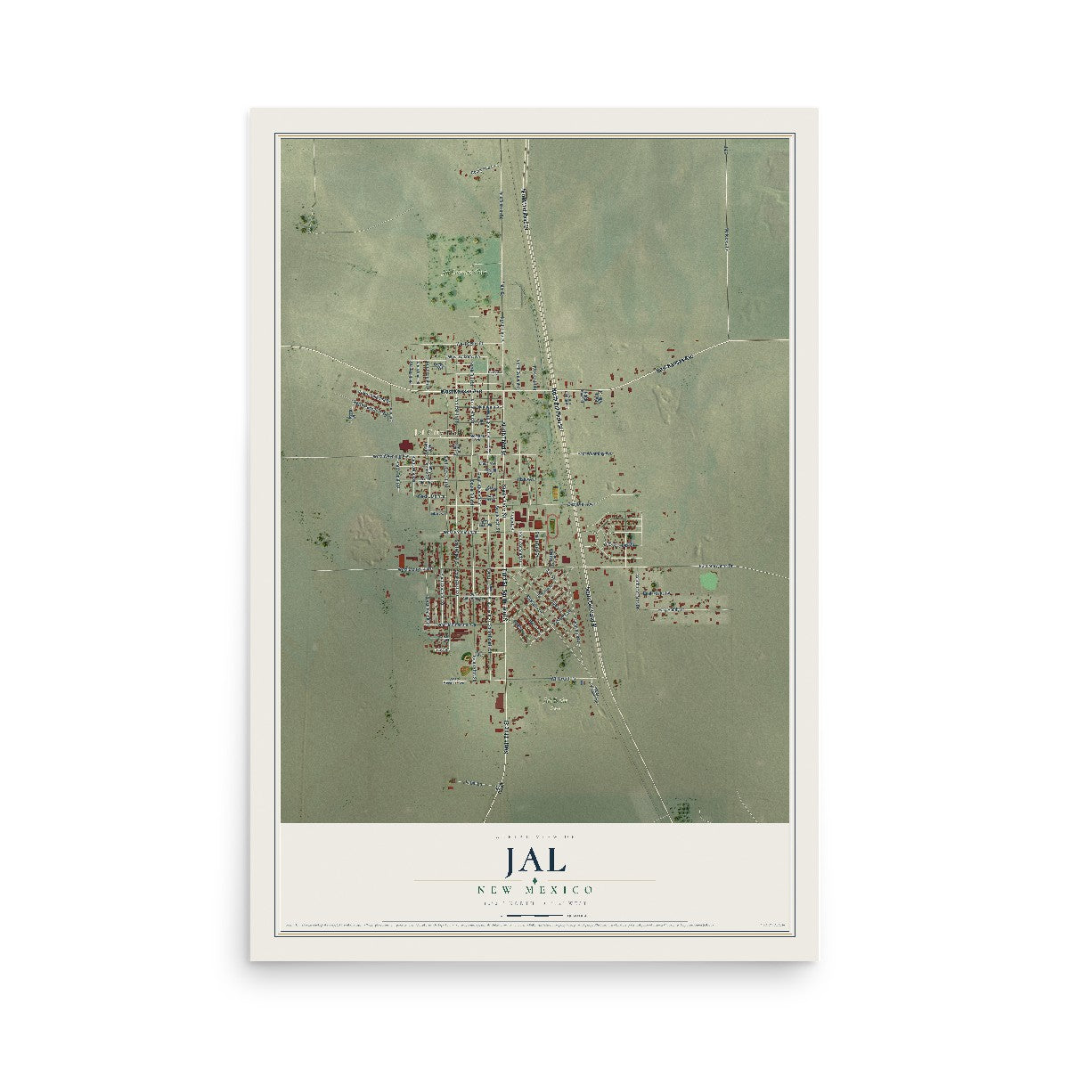 Map of Jal, New Mexico, 12 x 18 inch unframed archival matte print