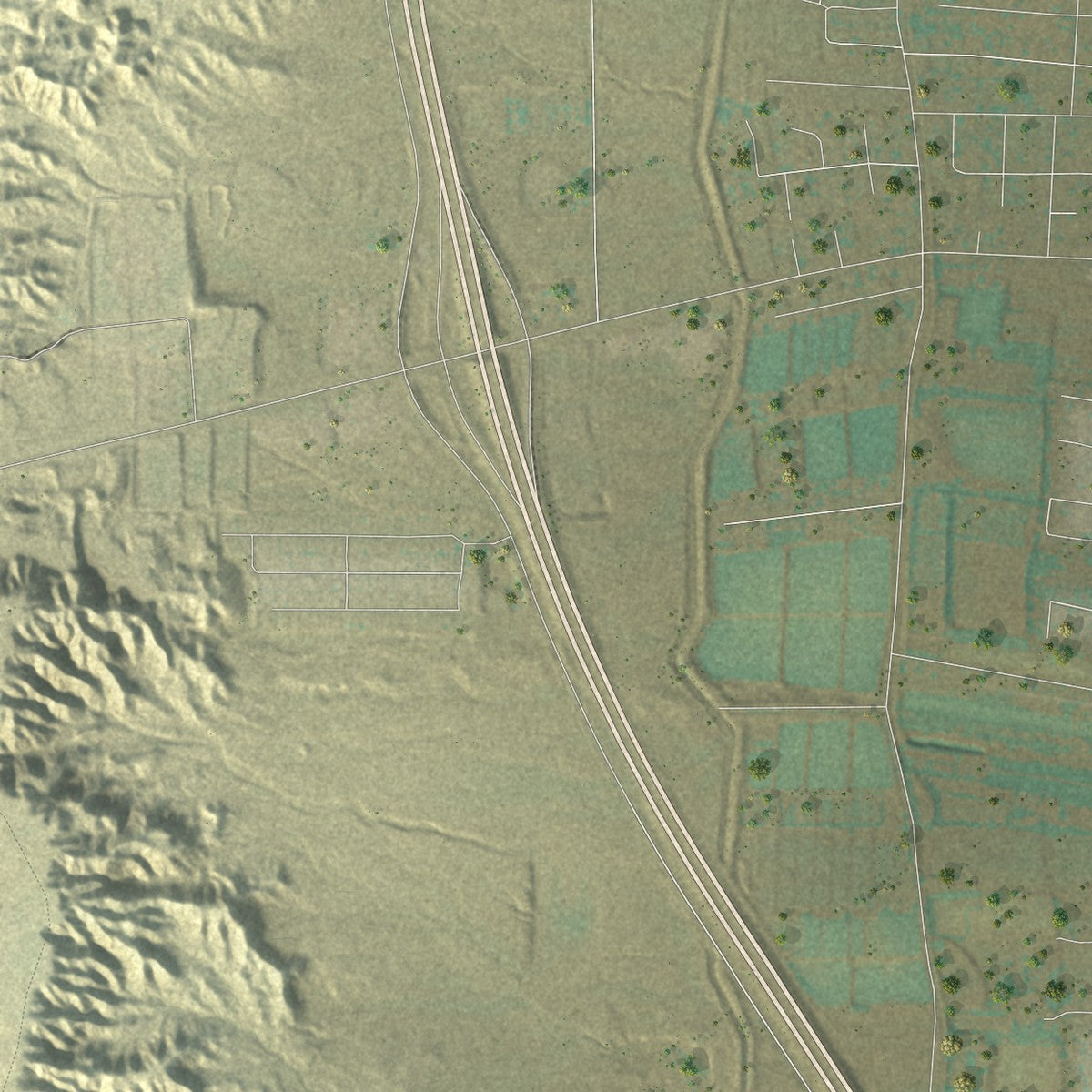 Close-up of the map of Jarales, New Mexico print showing street and building detail