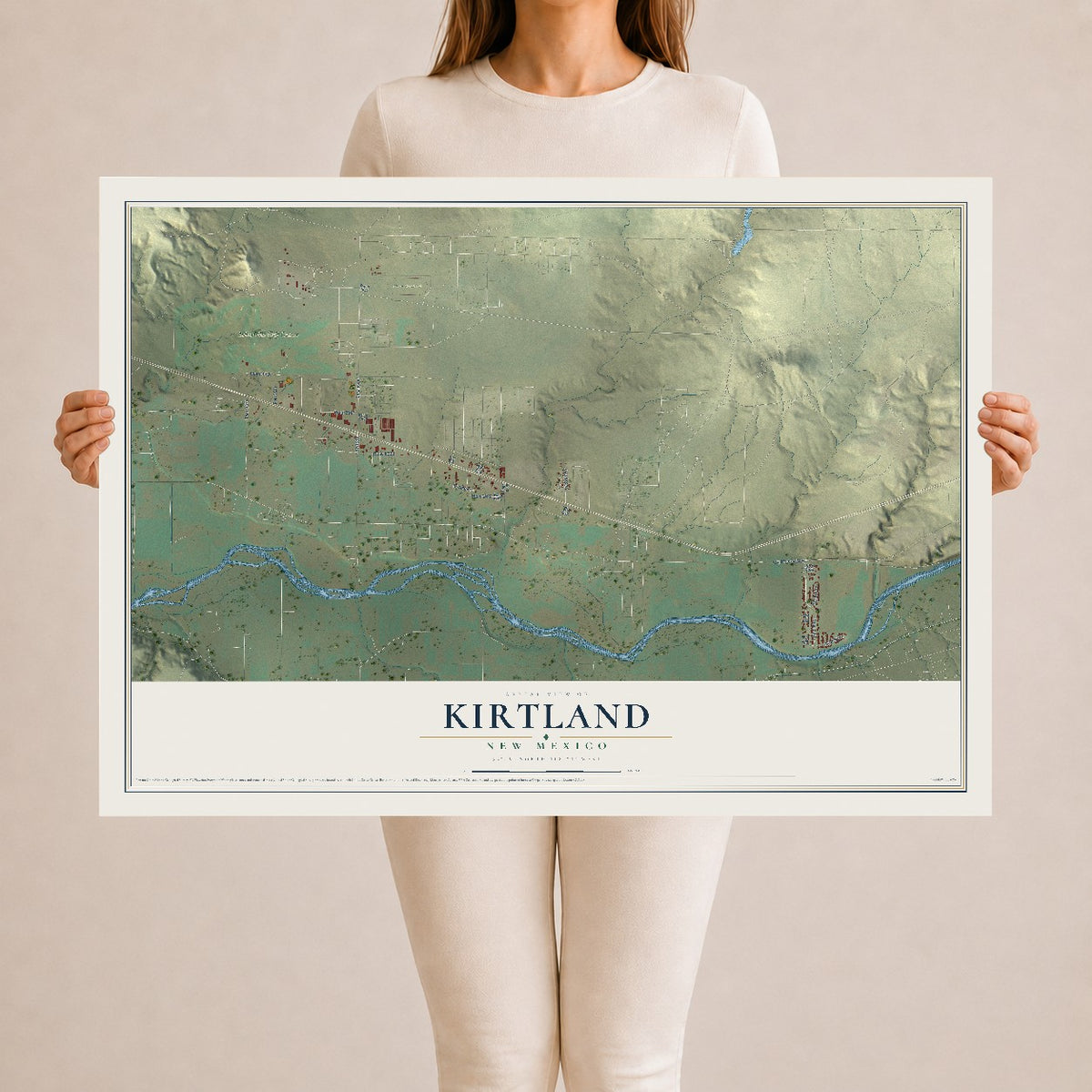 Map of Kirtland, New Mexico, 24 x 36 inch unframed archival matte print