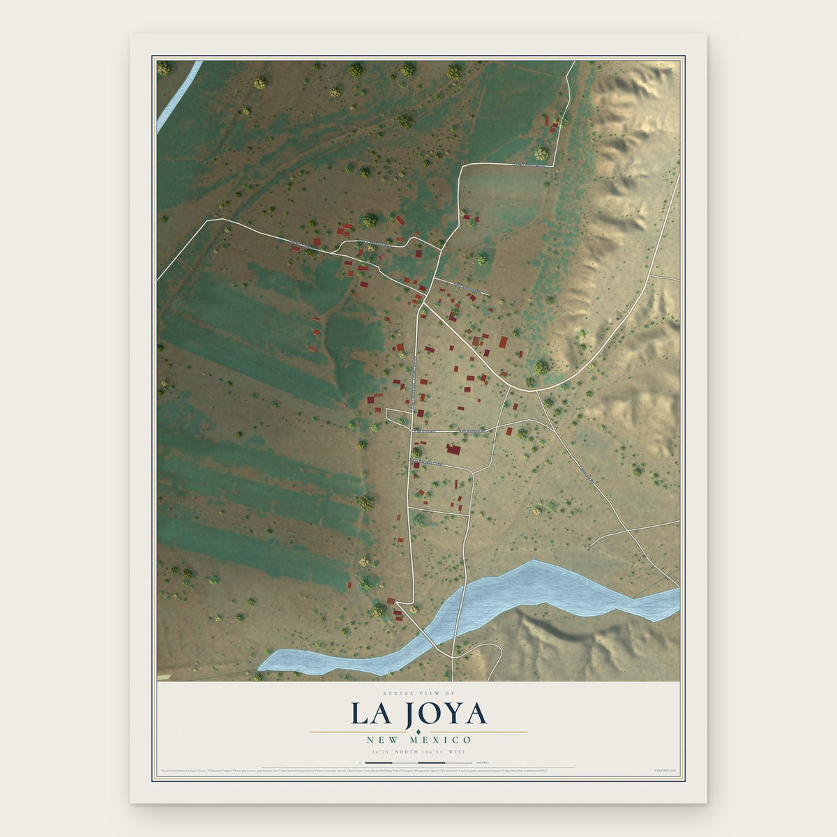 La Joya, New Mexico map print, the full design