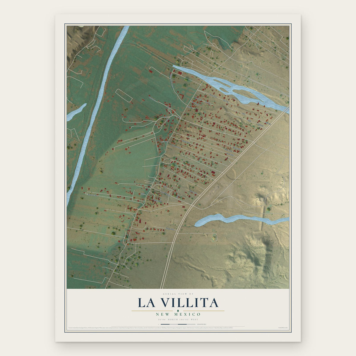 La Villita, New Mexico map print, the full design
