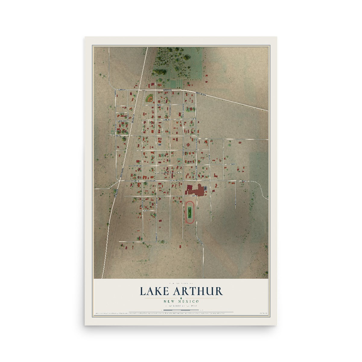 Map of Lake Arthur, New Mexico, 12 x 18 inch unframed archival matte print