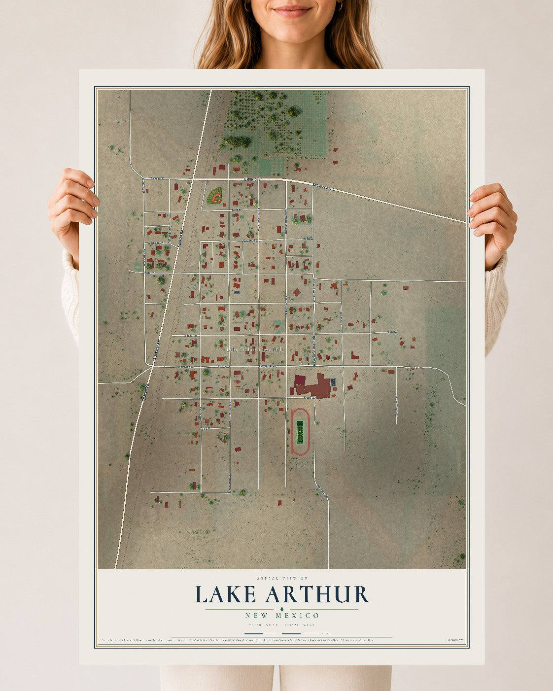 Map of Lake Arthur, New Mexico, 24 x 36 inch unframed archival matte print