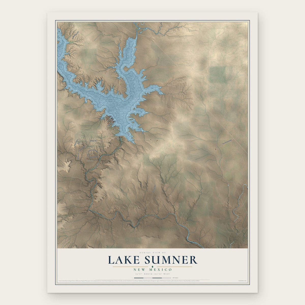 Lake Sumner, New Mexico map print, the full design
