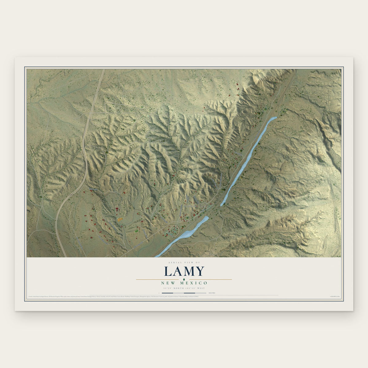 Lamy, New Mexico map print, the full design