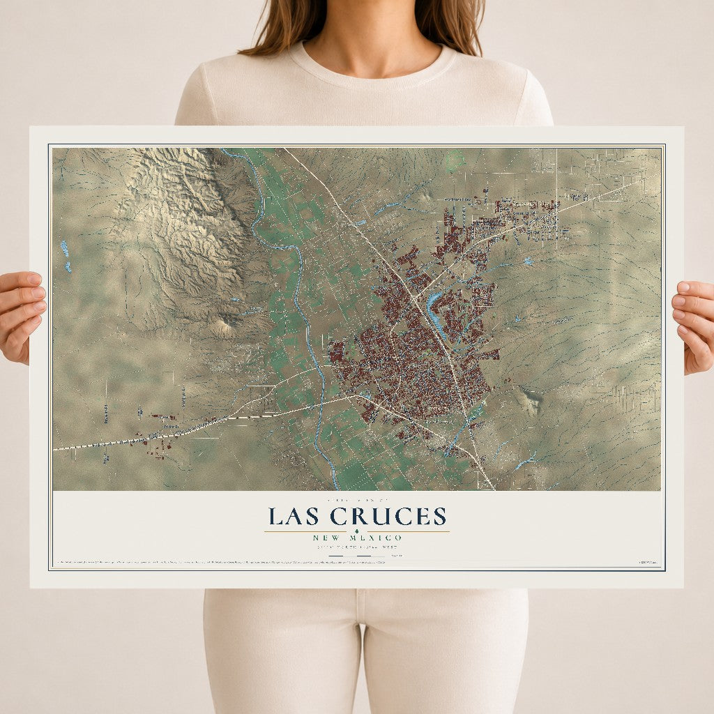 Map of Las Cruces, New Mexico, 18 x 24 inch unframed archival matte print