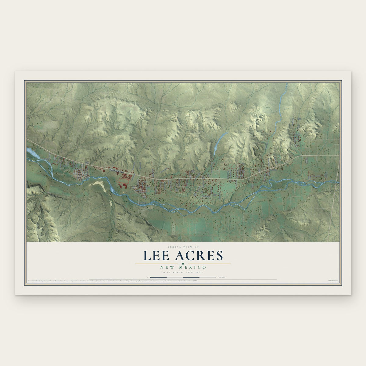 Lee Acres, New Mexico map print, the full design