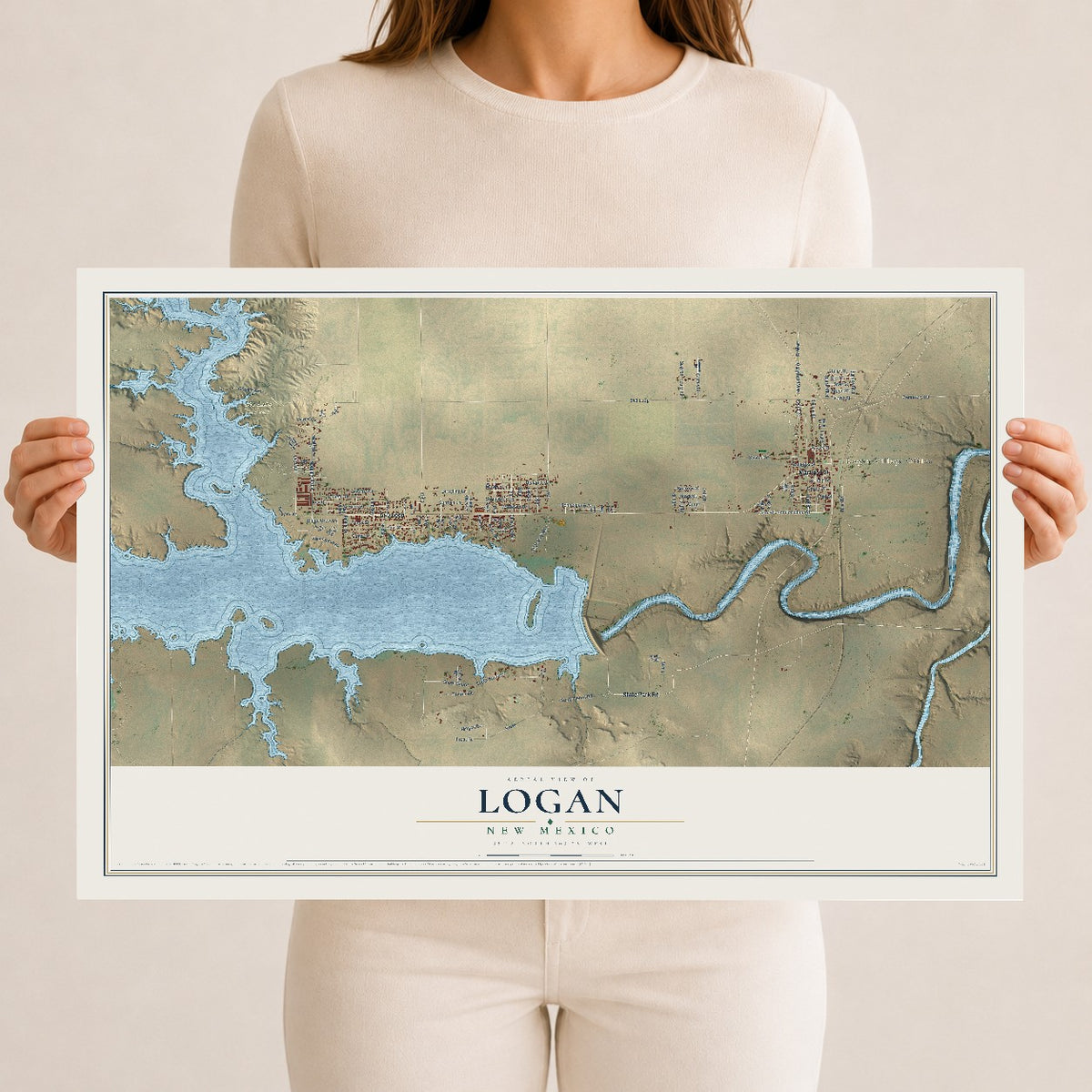 Map of Logan, New Mexico, 12 x 18 inch unframed archival matte print