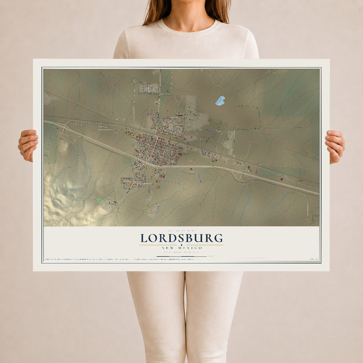 Map of Lordsburg, New Mexico, 24 x 36 inch unframed archival matte print