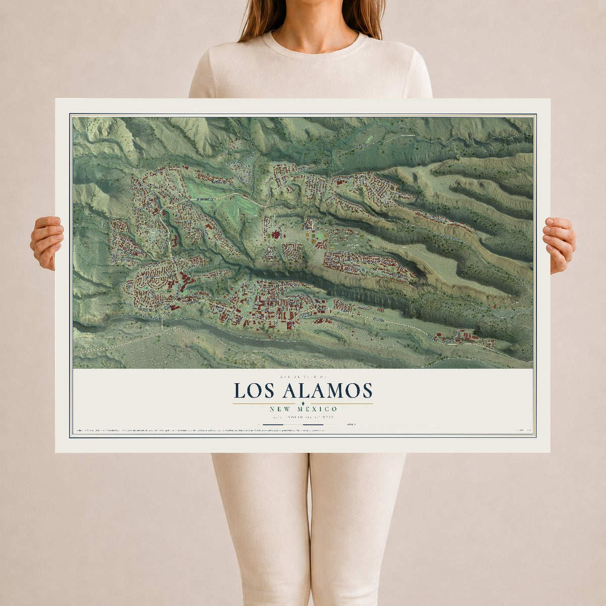 Map of Los Alamos, New Mexico, 24 x 36 inch unframed archival matte print