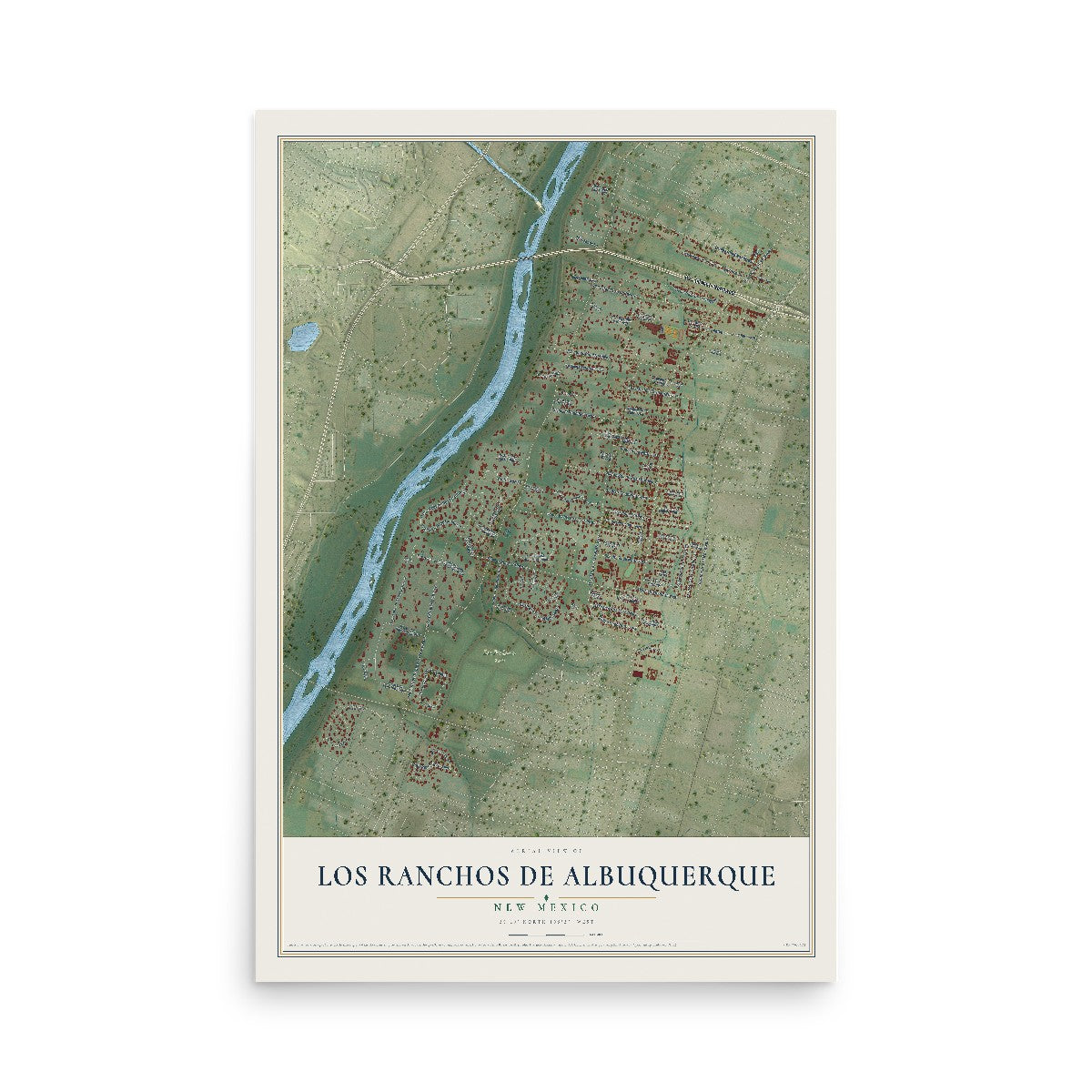 Map of Los Ranchos de Albuquerque, New Mexico, 12 x 18 inch unframed archival matte print