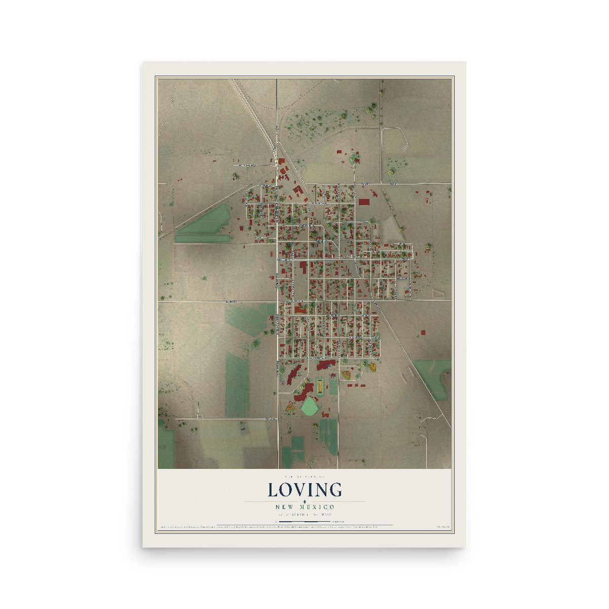 Map of Loving, New Mexico, 12 x 18 inch unframed archival matte print