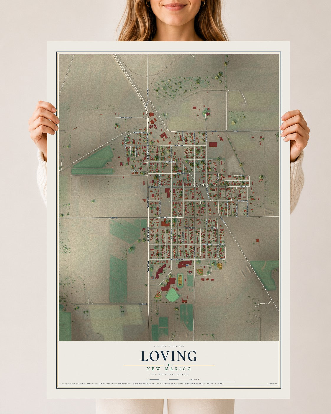 Map of Loving, New Mexico, 24 x 36 inch unframed archival matte print