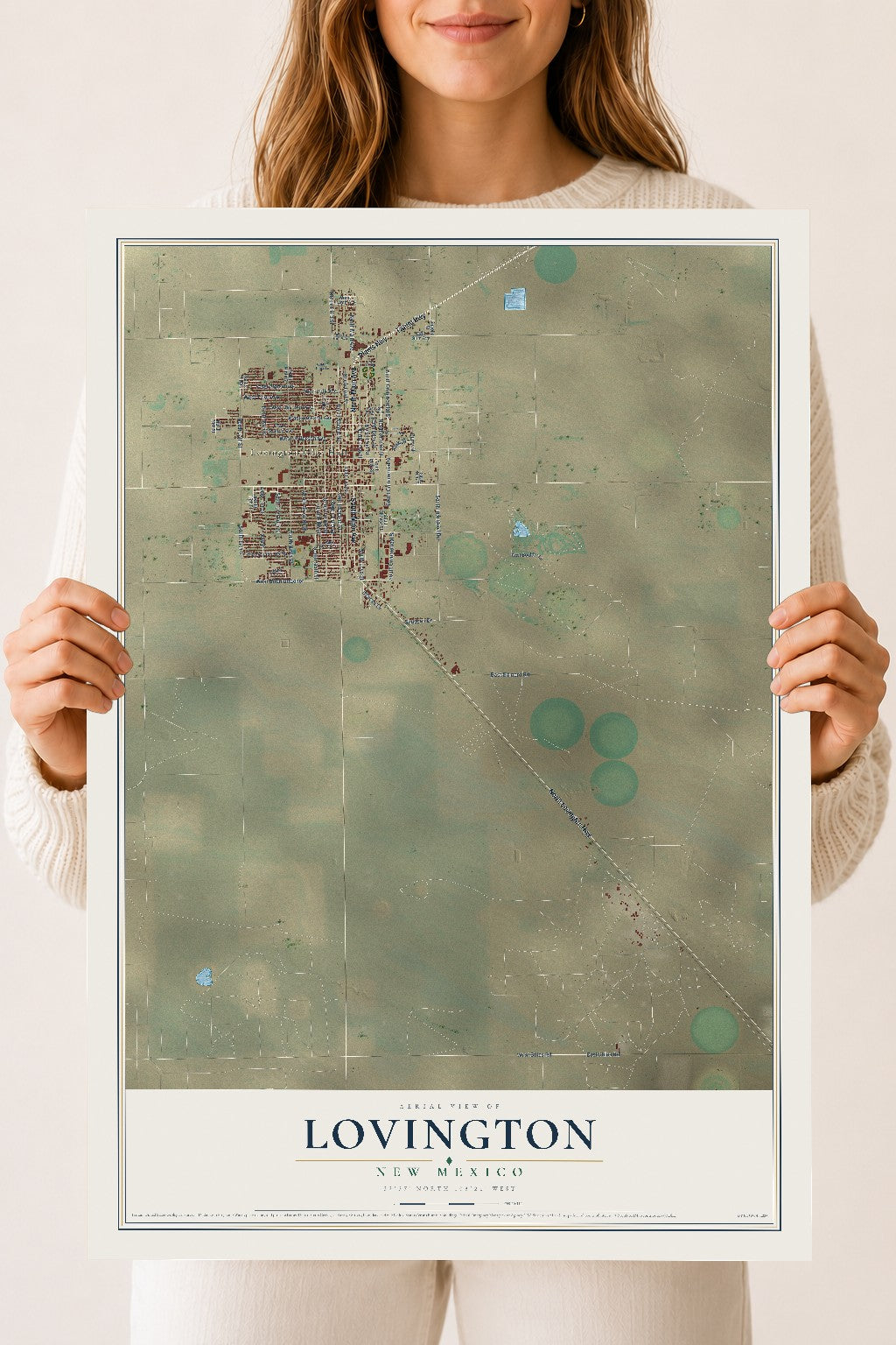 Map of Lovington, New Mexico, 18 x 24 inch unframed archival matte print
