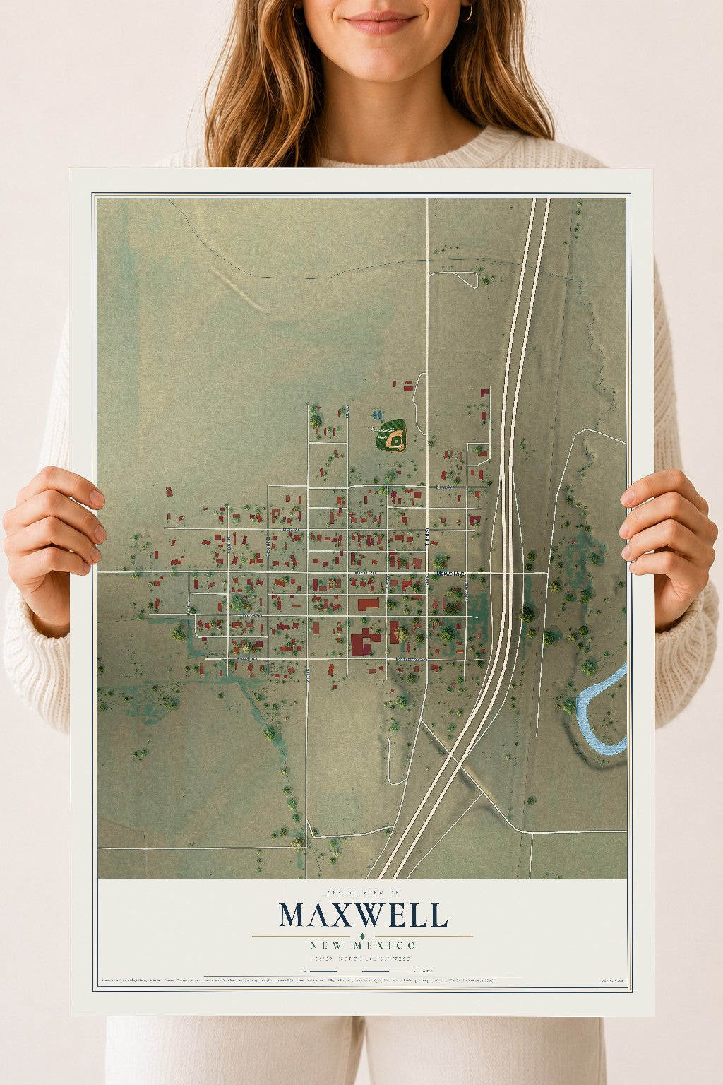 Map of Maxwell, New Mexico, 18 x 24 inch unframed archival matte print