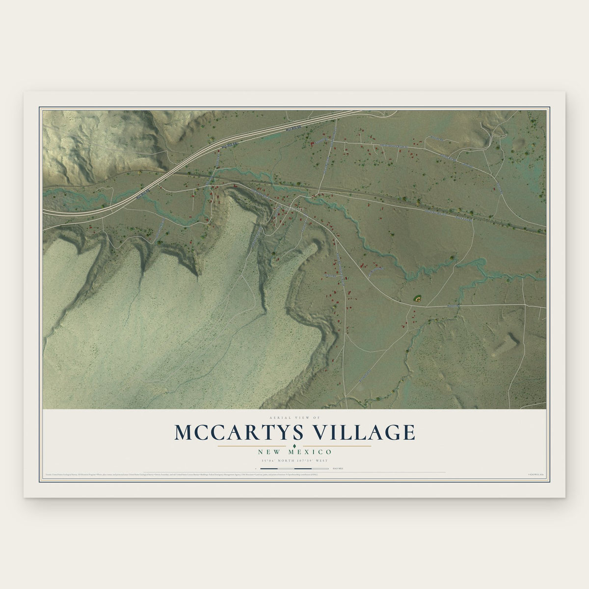 McCartys Village, New Mexico map print, the full design