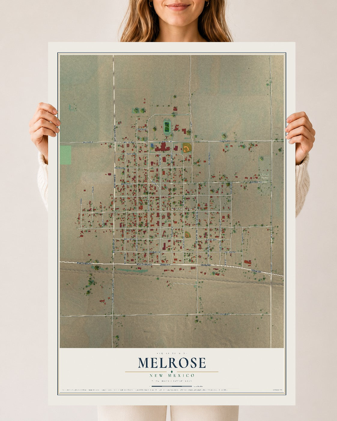Map of Melrose, New Mexico, 24 x 36 inch unframed archival matte print