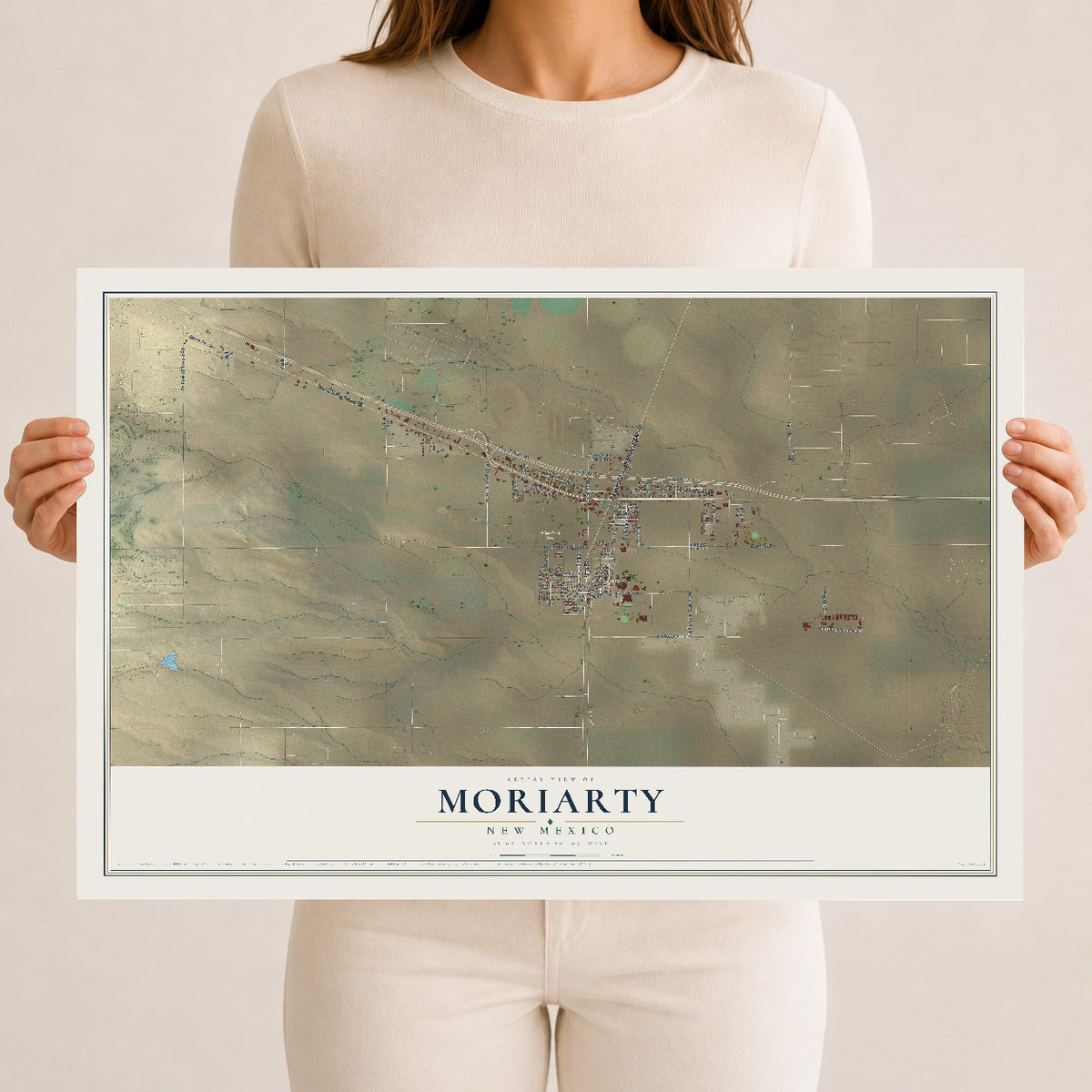 Map of Moriarty, New Mexico, 12 x 18 inch unframed archival matte print