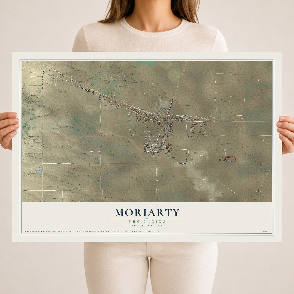 Map of Moriarty, New Mexico, 18 x 24 inch unframed archival matte print