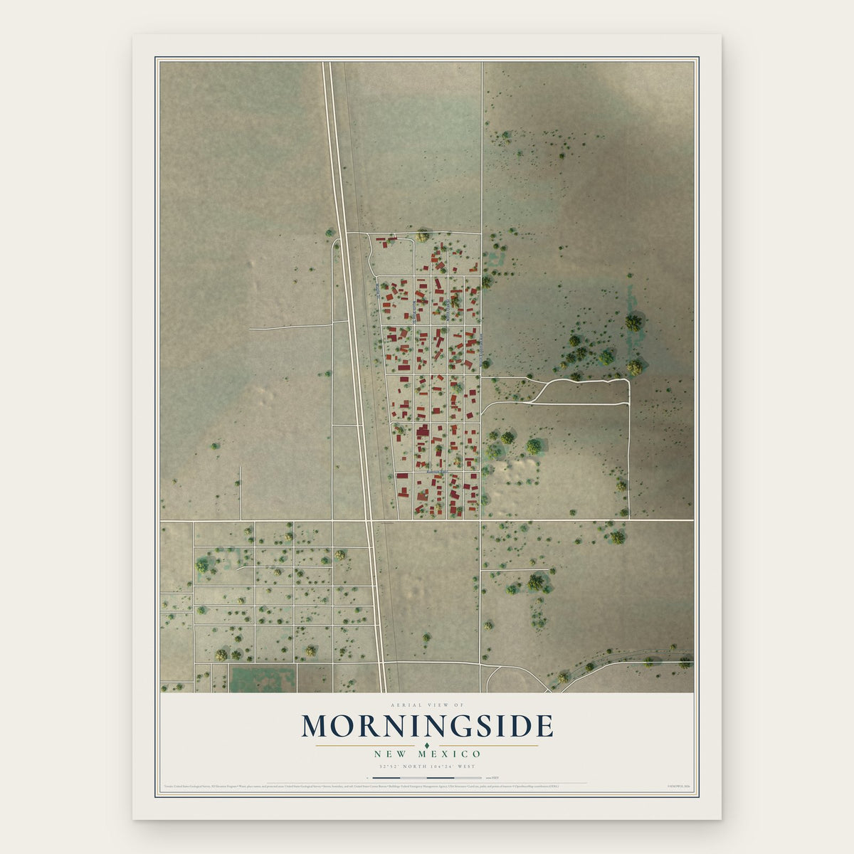 Morningside, New Mexico map print, the full design