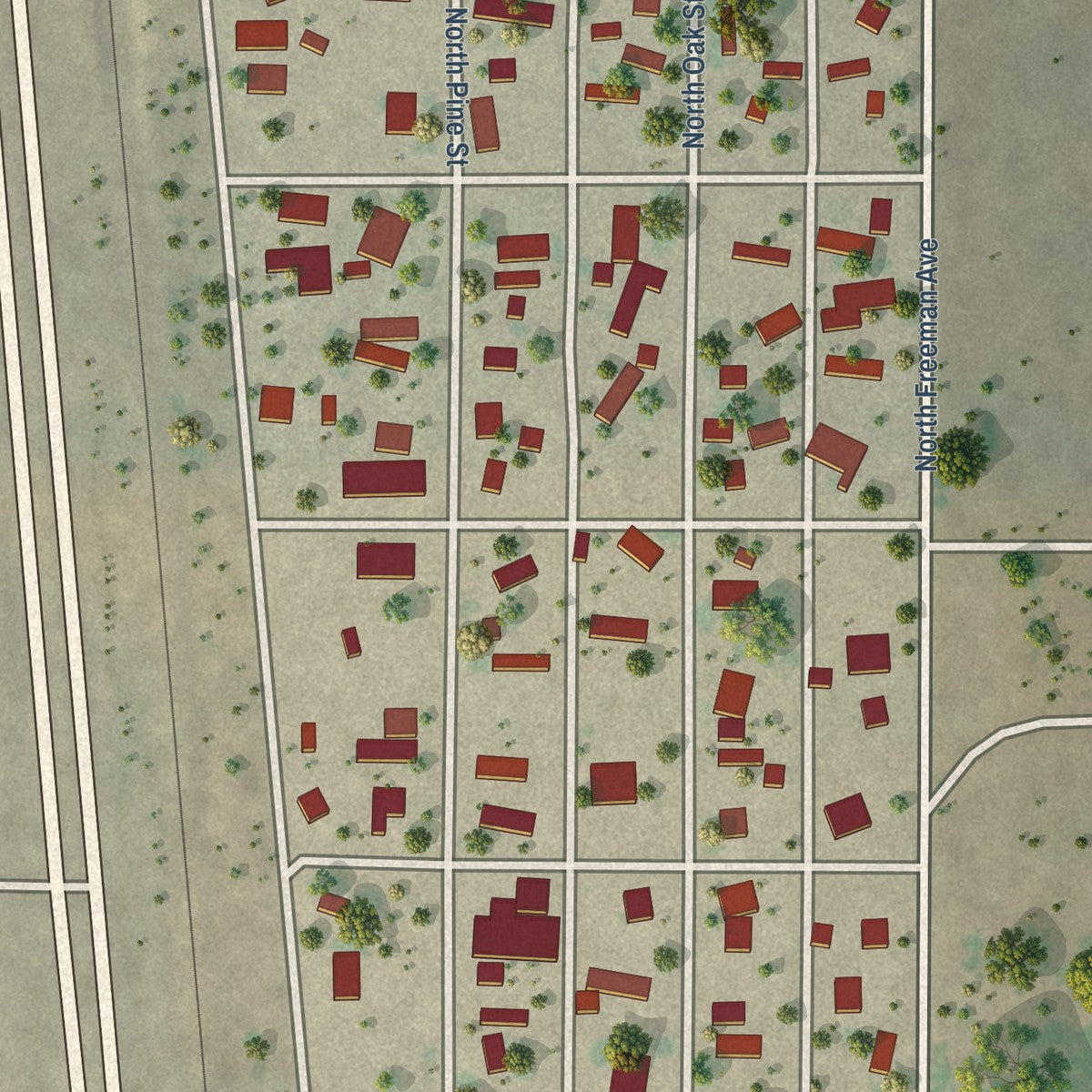Close-up of the map of Morningside, New Mexico print showing street and building detail