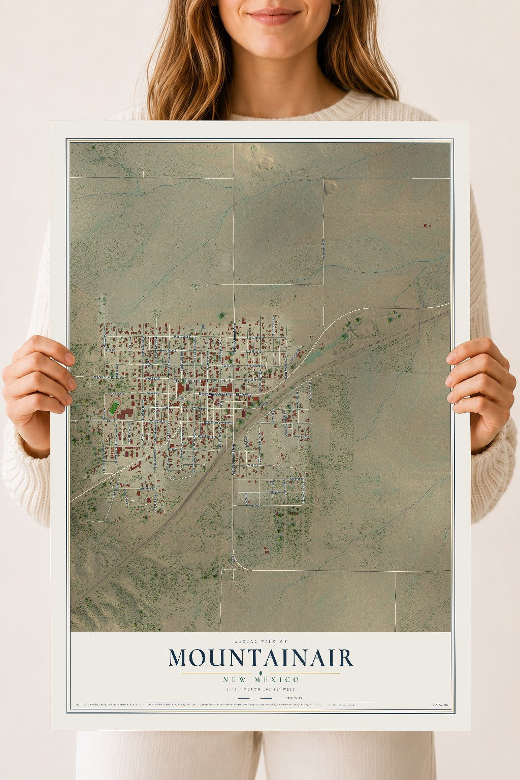 Map of Mountainair, New Mexico, 18 x 24 inch unframed archival matte print