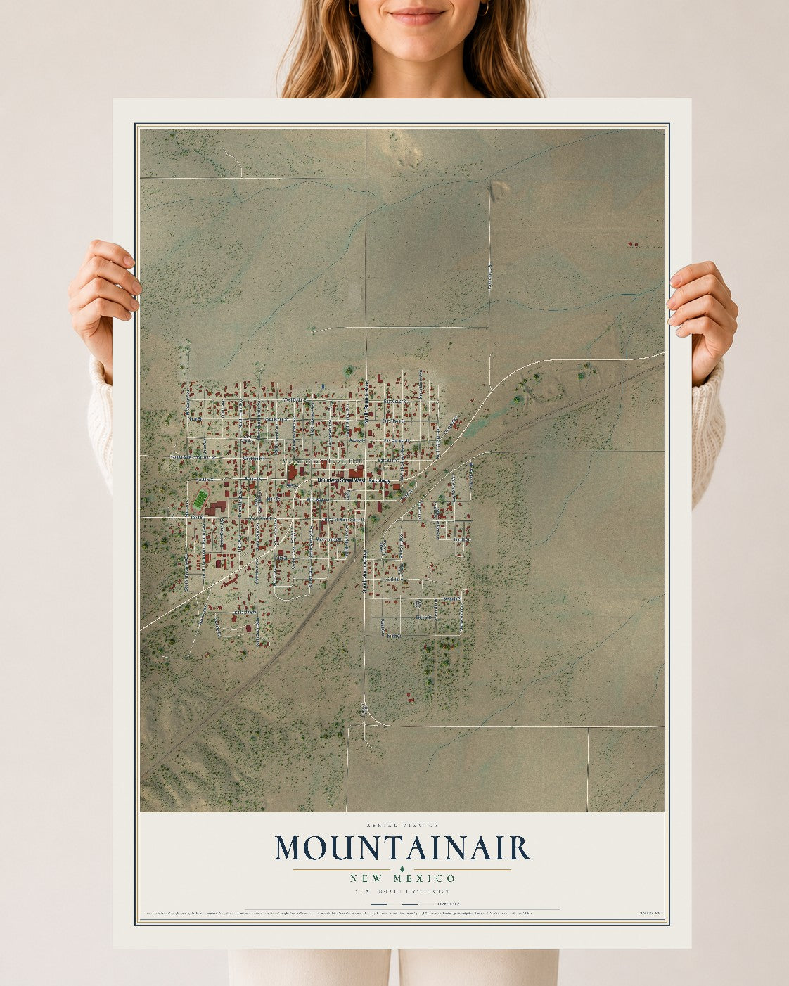 Map of Mountainair, New Mexico, 24 x 36 inch unframed archival matte print