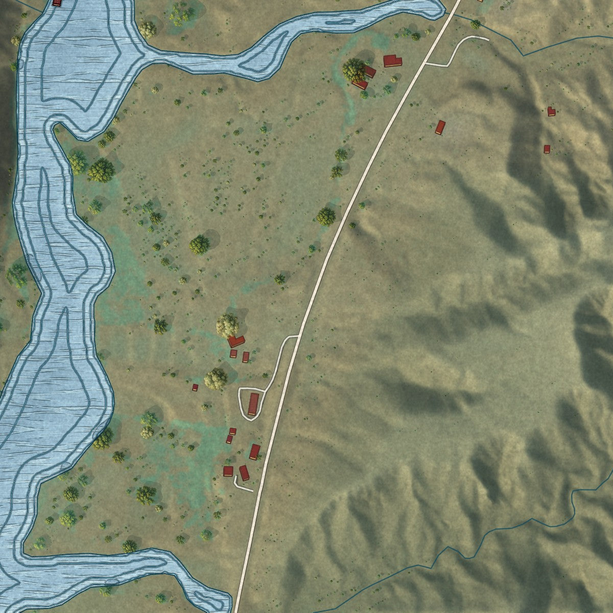 Close-up of the map of Ojo Caliente, New Mexico print showing street and building detail