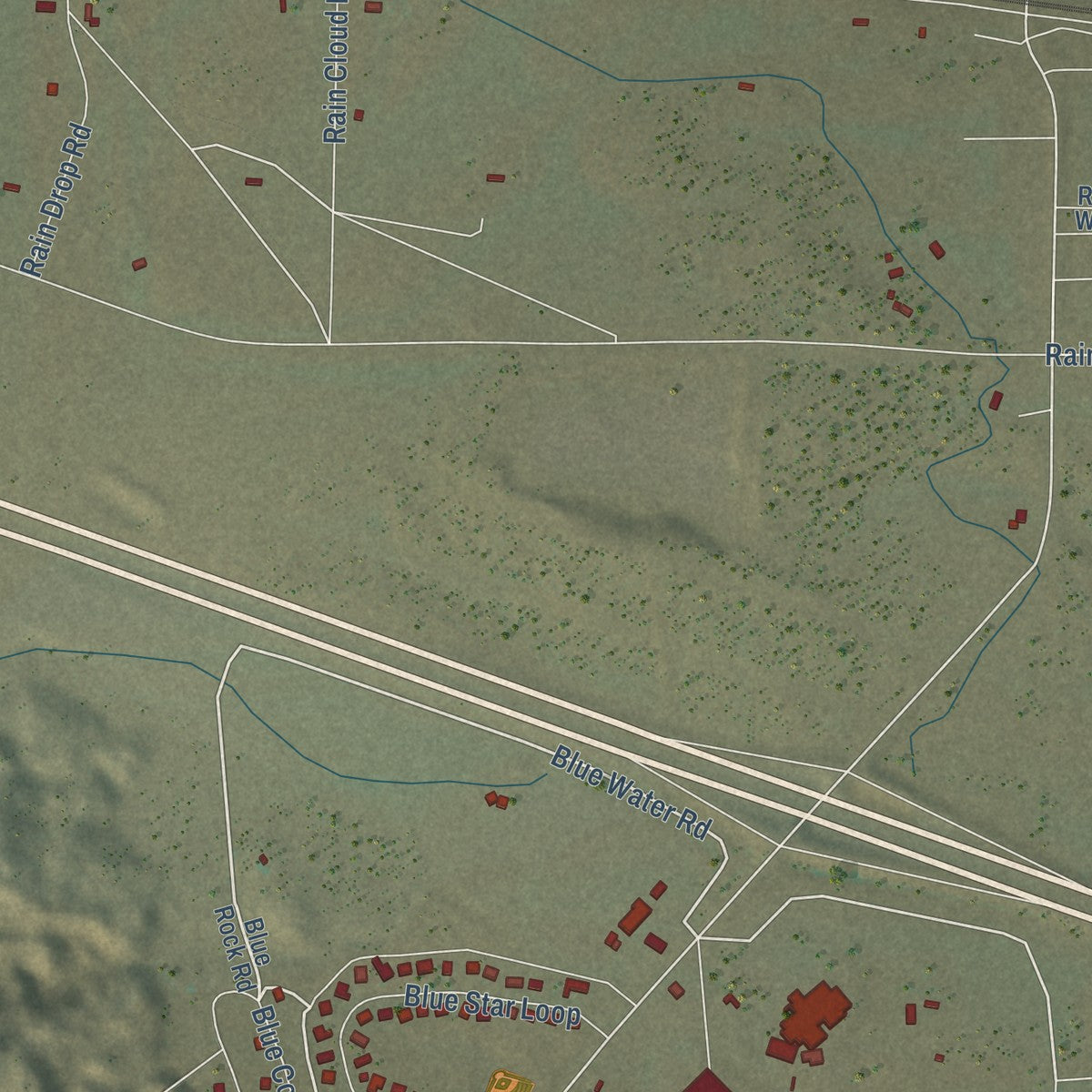 Close-up of the map of Paraje, New Mexico print showing street and building detail